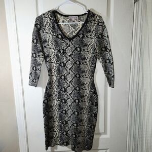 Nanette Lepore snakeskin v-neck  knit sweater dress in size small